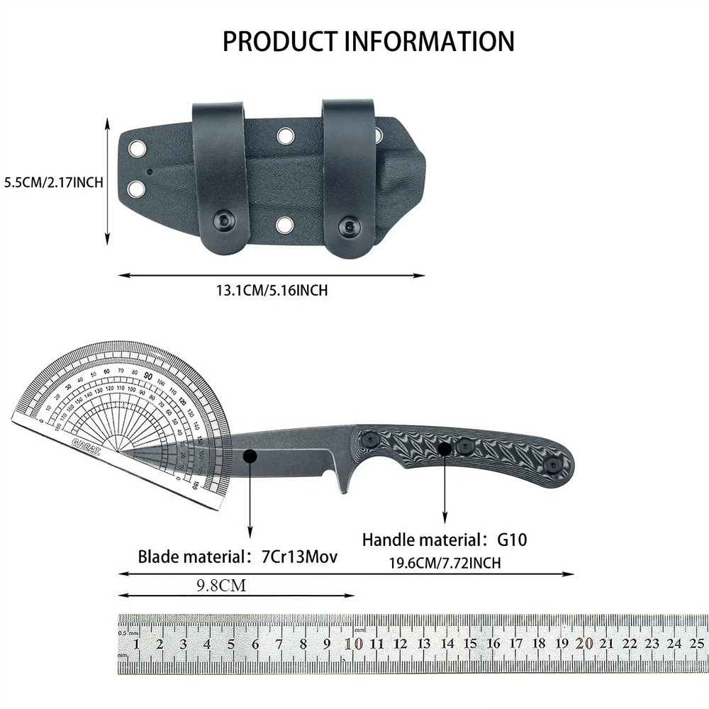 Edc Carry Fixed Blade - Noże ze stali 7Cr13MoV z pełnym